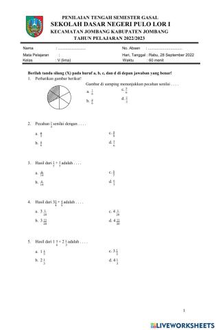 PTS ganjil matematika kelas 5