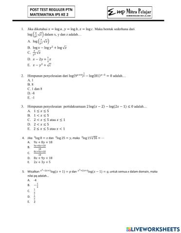Posttest reguler mat ips 2