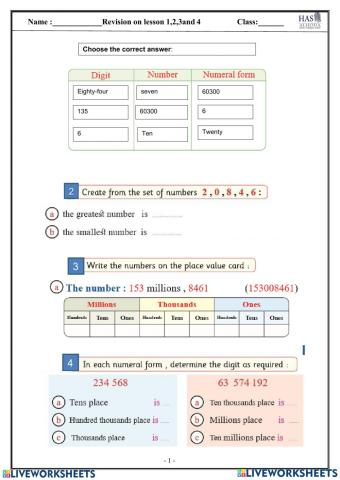 Unit 1: Reinforcing Place Value - Lessons 2&3