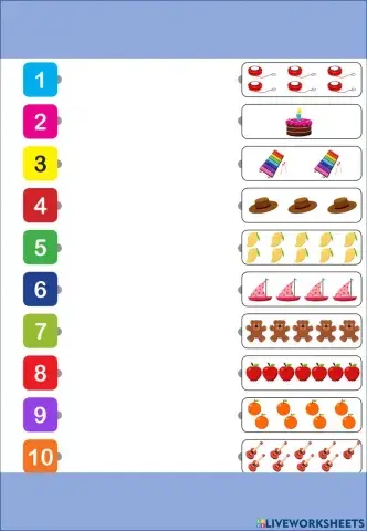 Match the numbers with the objects.