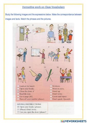 AET Prep School Class Vocabulary