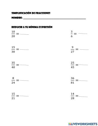 Simplificación de fracciones