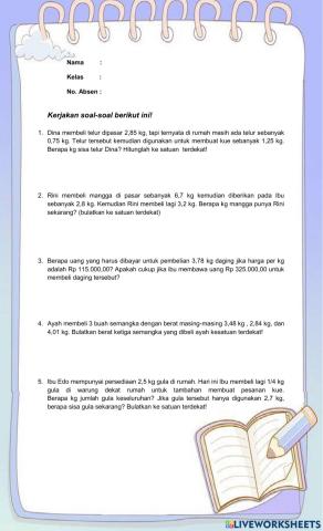 Lembar evaluasi matematika