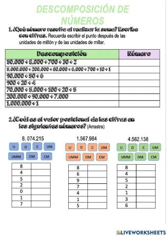 Descomposición de números