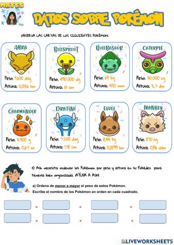 Comparación de unidades Pokémon