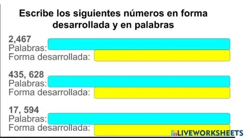 Número en forma desarrollada y en palabras