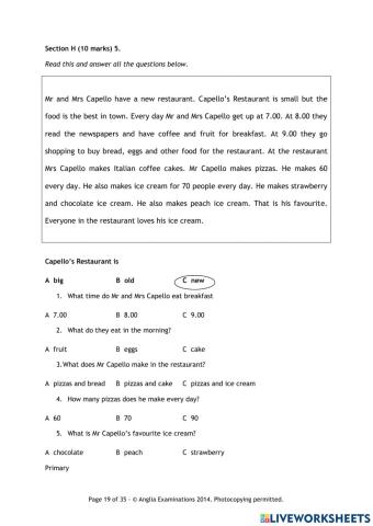 Reading comprehension