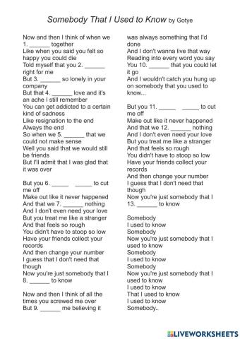 Somebody That I Used to Know by Gotye