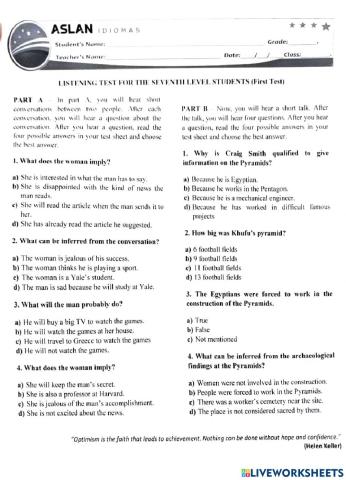 7th level 1st listening test