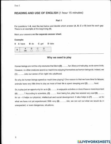 FCE Reading - UoE mock test