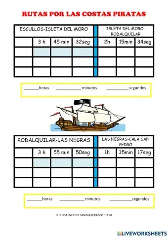 Rutas piratas con horas