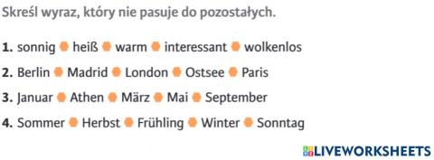 Skreśl wyraz, który nie pasuje.