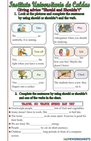 Giving advices should-shouldn't