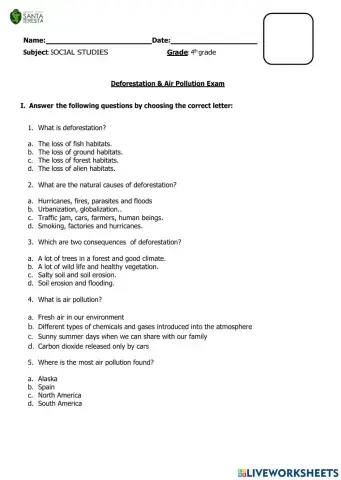 Air pollution and deforestation test