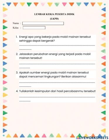Lkpd mobil mainan tenaga angin