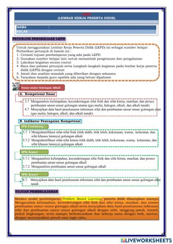 E-LKPD Golongan Unsur Alkali