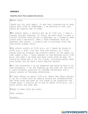 IE0, Unit 1, Reading and Writing, Exercise 9