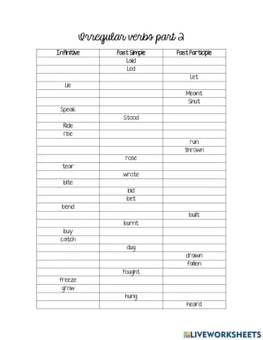 Irregular verbs