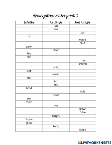 Irregular verbs