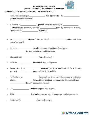 Joaquin quiere una mascota