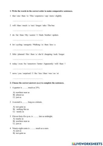 English Grammar Exercises for B2 – Comparison