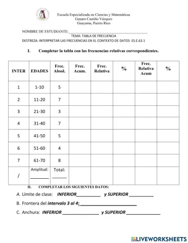 Tabla de frecuencias