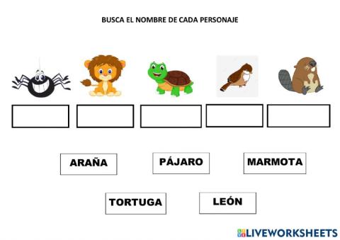 La tortuga que quería dormir. Nombres personajes