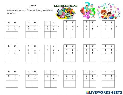 Sumas llevando y sin llevar