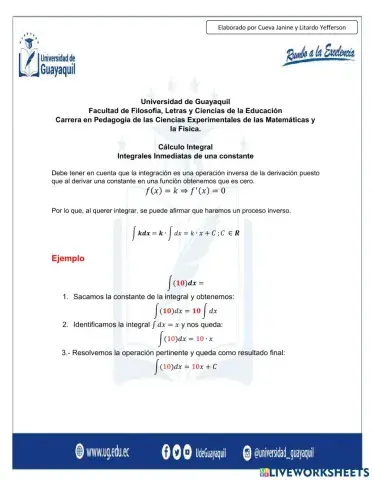 Integral inmediata de una constante