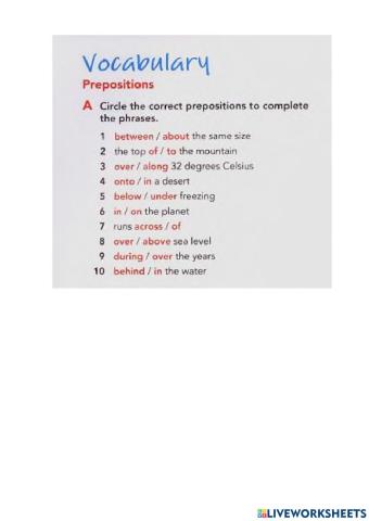 Prepositions, U7