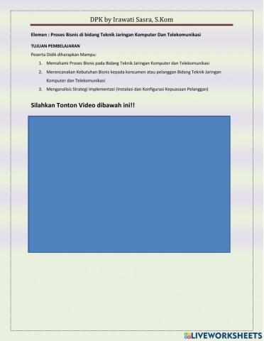 DPK 1 : Proses Bisnis Dibidang Teknik Komputerda Jaringan