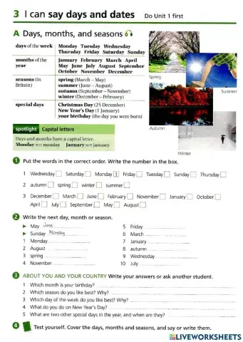 Basic Vocabulary-3 Days and Dates