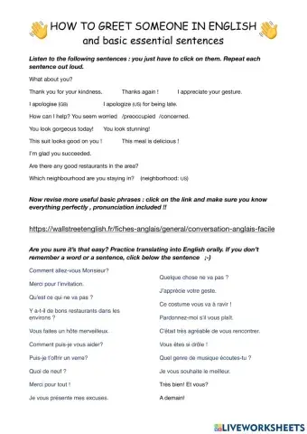 How to greet someone in English and useful basic sentences