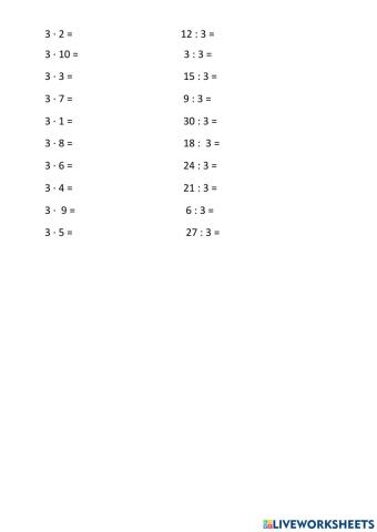 Таблиця множення 3