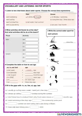 Usmp basic unit 5 LISTENING WATER SPORTS