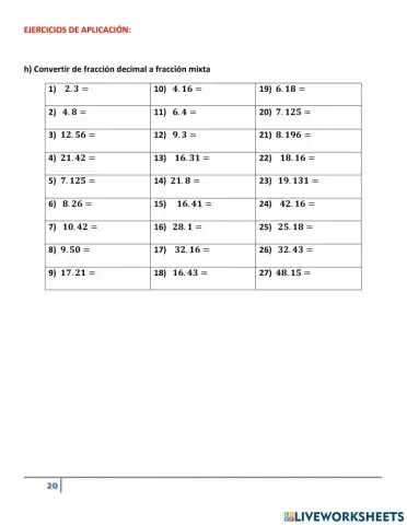Convertir de fraccion decimal a fraccion mixta