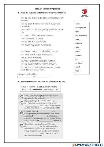 Let's go! Transport and Travelling