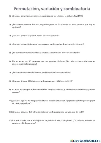 Permutación, variación y combinatoria