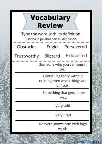 Balto Story Vocabularly