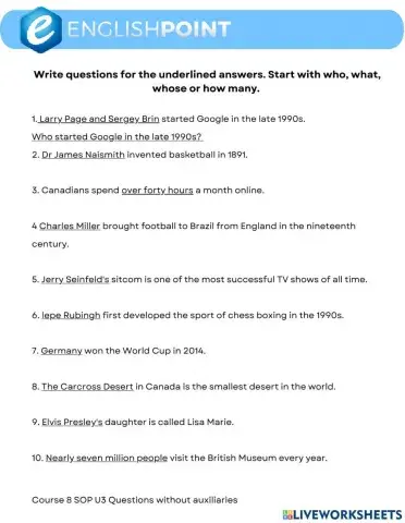 Question forms - Speakout Pre-intermediate Unit 3