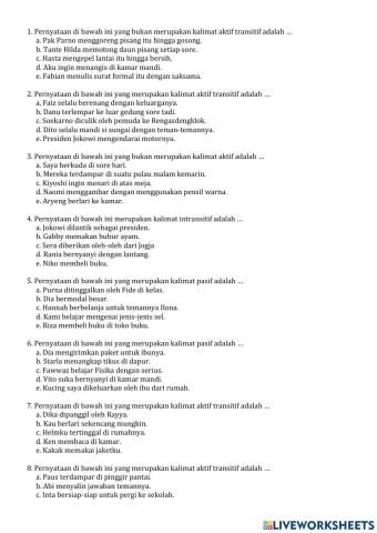 Kalimat aktif transitif, intransitif, dan pasif