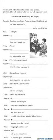 Question Words-  Word  Order in  Questions