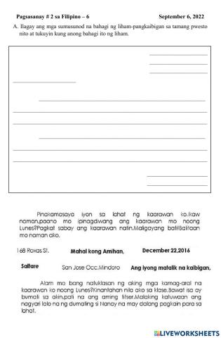 Pagsasanay sa Liham-Pangkaibigan