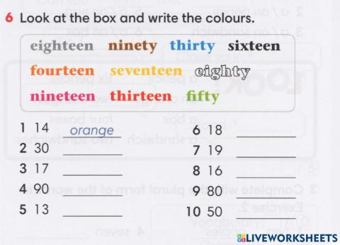 Numbers and colours