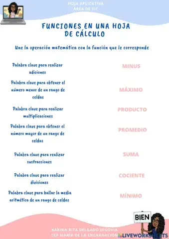 Funciones en una hoja de cálculo