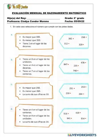 Evaluación de razonamiento matemático