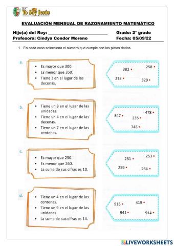 Evaluación de razonamiento matemático