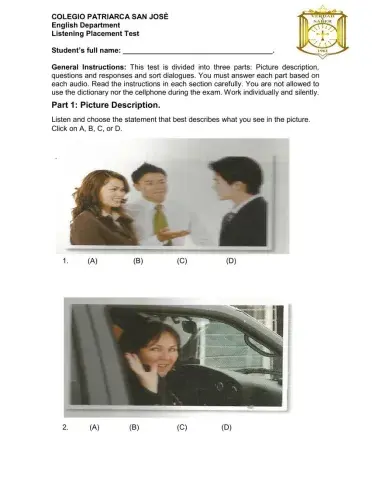 2022 listening placement test