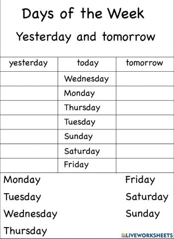 Days of the week