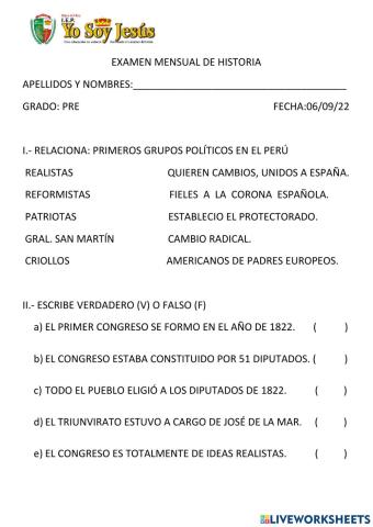 Grupos políticos del Perú 1821
